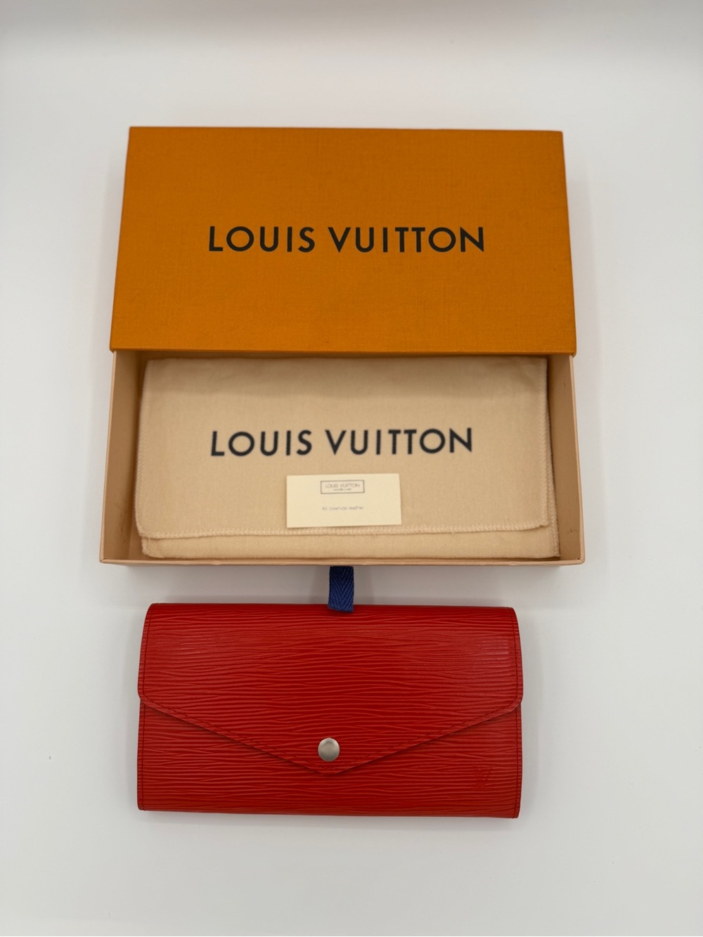 Louis Vuitton Red Epi Leather Envelope Wallet dustbag box & COA